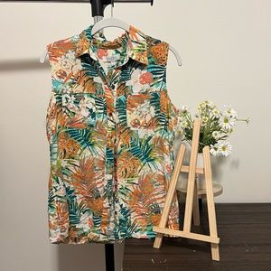 Coral Bay Petite Floral Tank Button Up